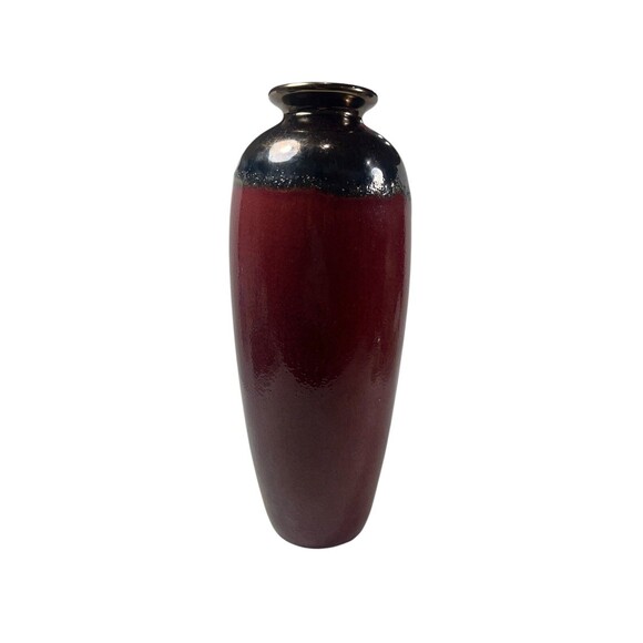 Pottery Vase Glossy Glaze Vase Table Top Home Decor Copper Maroon Red Art Deco - Picture 9 of 11